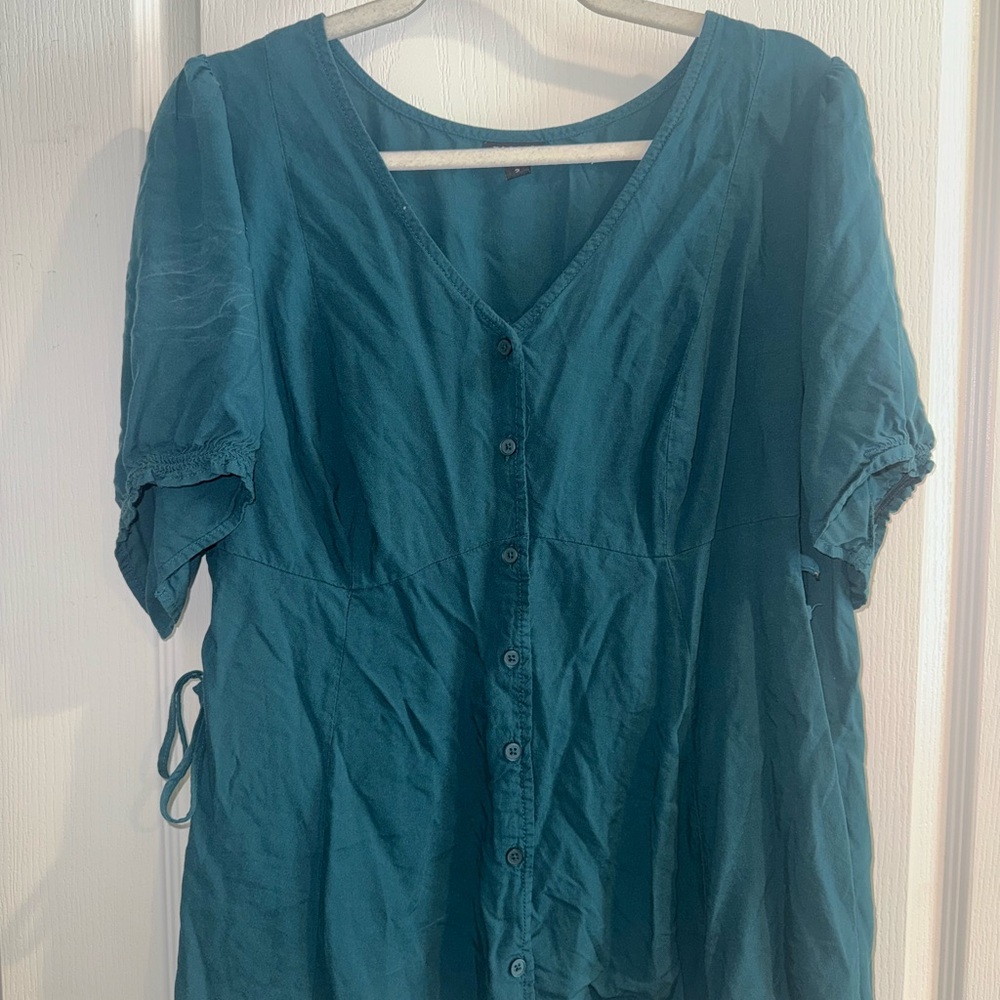 Torrid Teal V-Neck Blouse